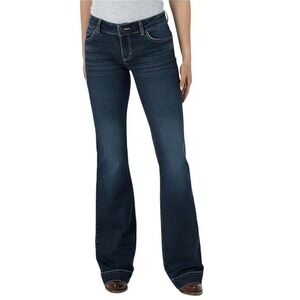 Wrangler Retro Mae Dark Wash Wide Leg Flare Jeans‎ 1009MWWNS Size 7x36 Womens